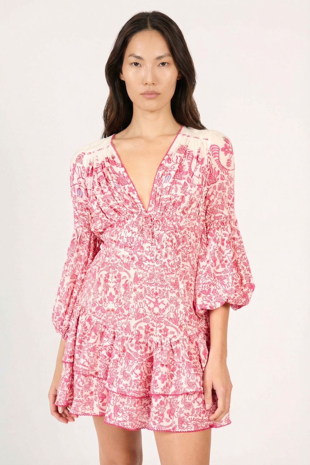 Pink Tiare mini dress – Mini Dress Chiara by Poupette St Barth, fabric detail