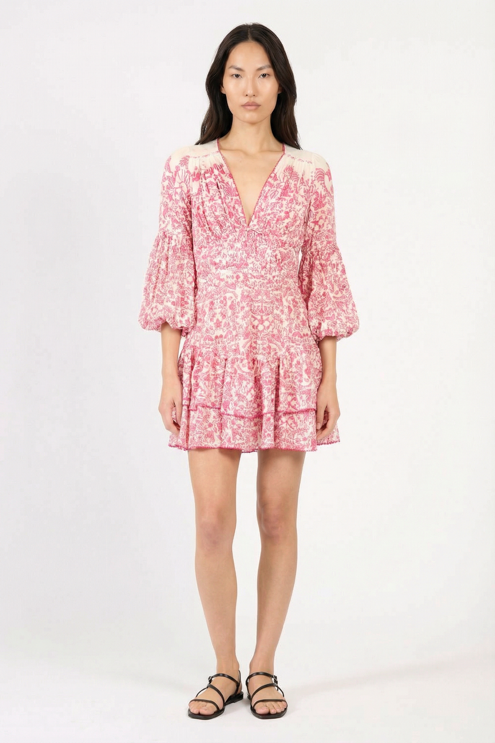 Pink Tiare mini dress – Mini Dress Chiara by Poupette St Barth, fabric detail