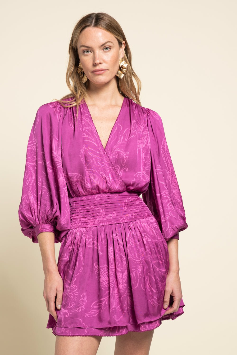 Purple Reef mini dress – Mini Dress Colleen by Poupette St Barth, front view