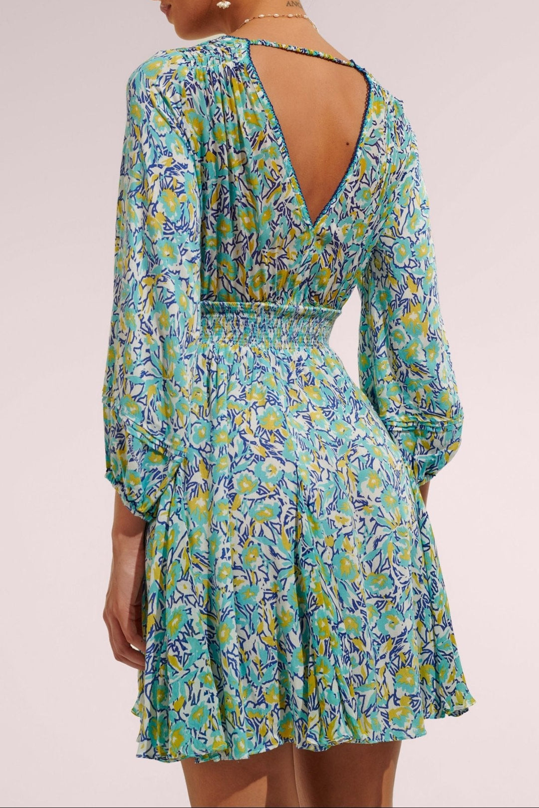 Turquoise Graffiti mini dress – Mini Dress Anabelle by Poupette St Barth, view 2
