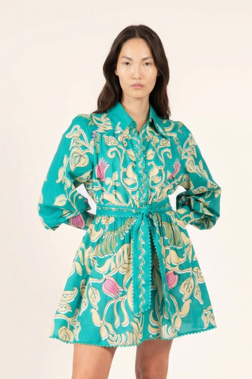 Turquoise Ritual mini dress – Mini Dress Conti by Poupette St Barth, front view