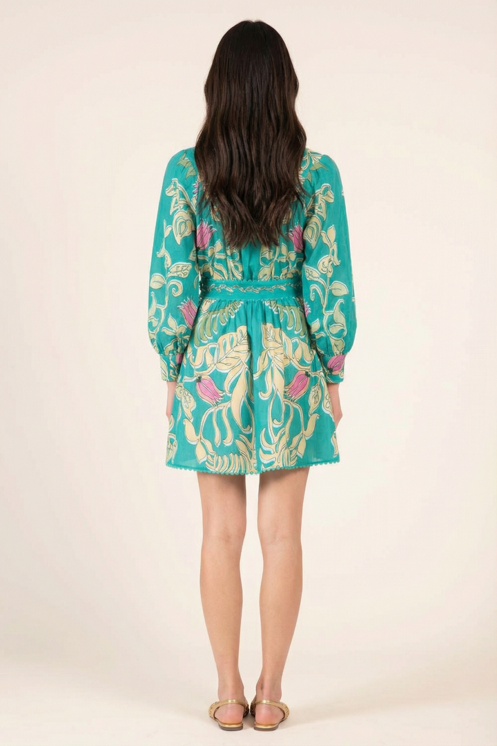 Turquoise Mini Dress Conti by Poupette St Barth, featuring a stylish design and lightweight fabric, perfect for warm weather wear.