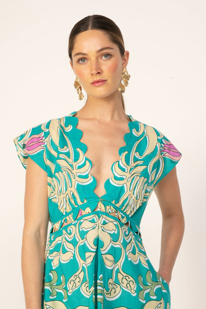 hazel green dress Mini | Turquoise | M Color:Pacific Blue House of Cb Mademoiselle unique formal dresses Lace Up Sleeve Length