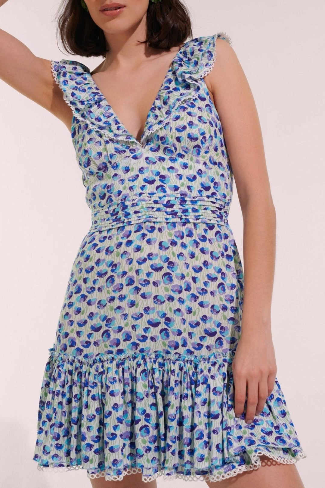 White Blue Alamy mini dress – Mini Dress Bruna by Poupette St Barth, fabric detail