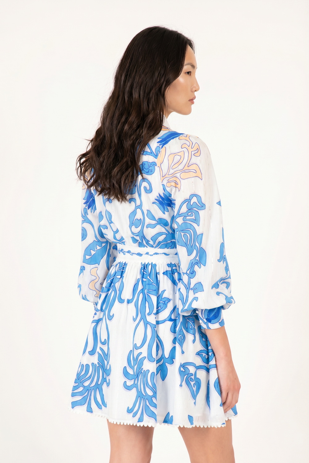 blue and white cotton dresses Mini Dress Conti - Ritual and more botanical Jessica Howard Metallic-Foil Shift Size:US 11