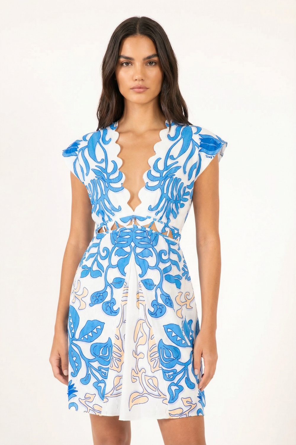 White Blue Ritual mini dress – Mini Dress Hazel by Poupette St Barth, front view