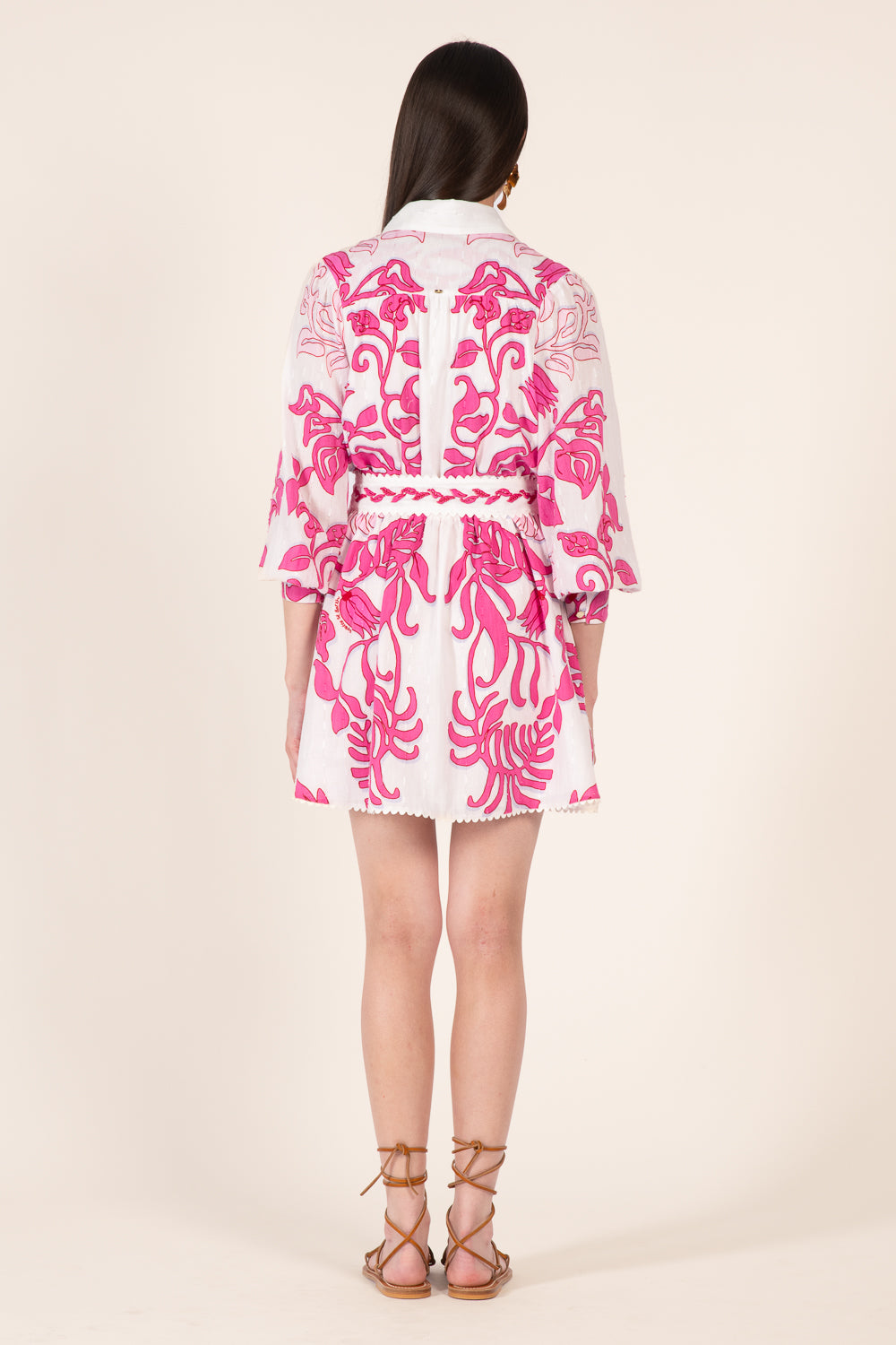 White Pink Ritual mini dress – Mini Dress Conti by Poupette St Barth, fabric detail