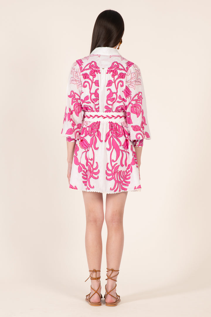 White Pink Ritual mini dress – Mini Dress Conti by Poupette St Barth, fabric detail