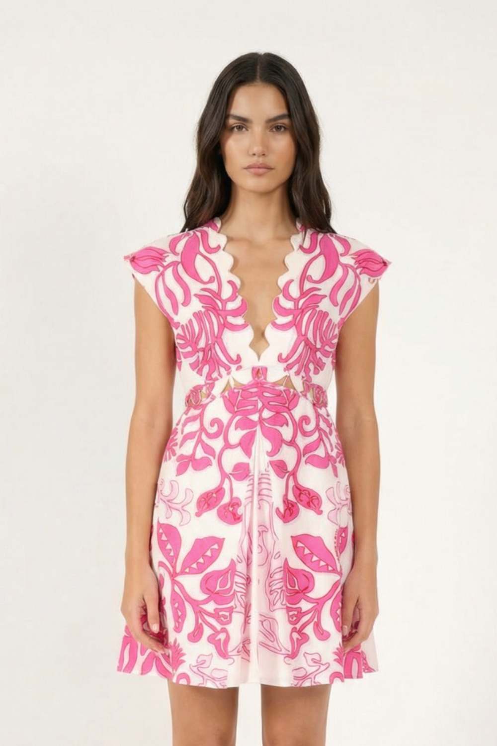 White Pink Ritual mini dress – Mini Dress Hazel by Poupette St Barth, front view