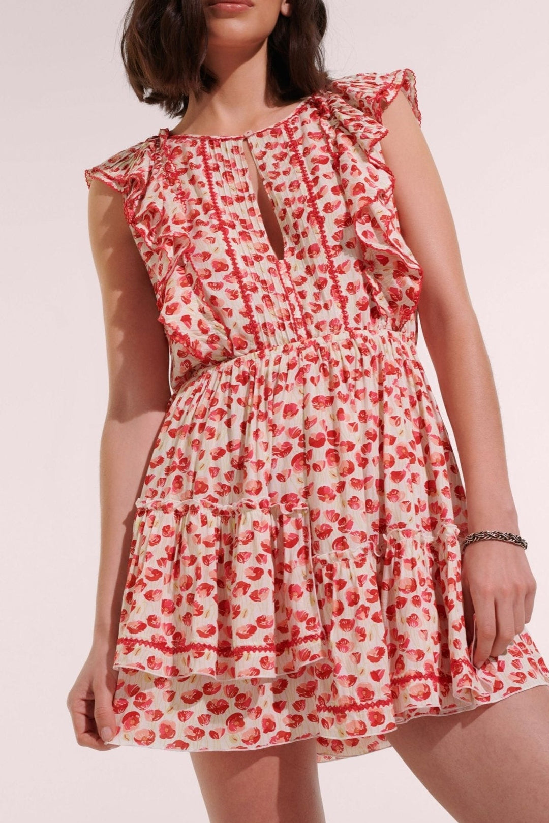 White Red Alamy mini dress – Mini Dress Bambi by Poupette St Barth, fabric detail