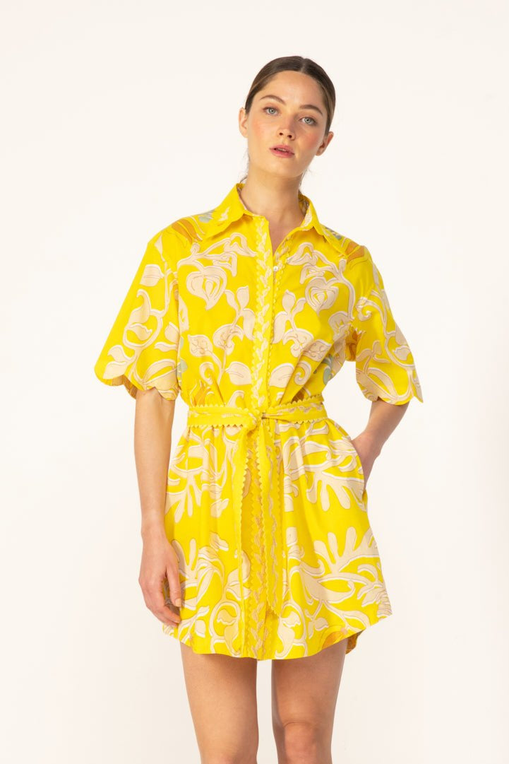 Yellow Ritual mini dress – Mini Dress Wes by Poupette St Barth, front view