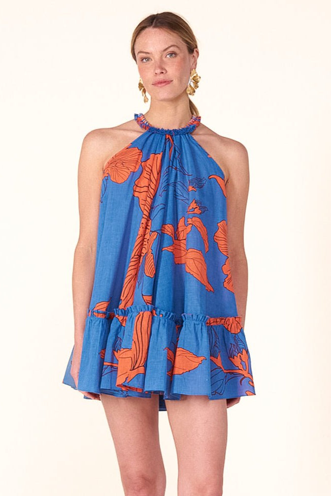 Blue Hibiscus mini dress – Mini Dress Cleo by Poupette St Barth, front view