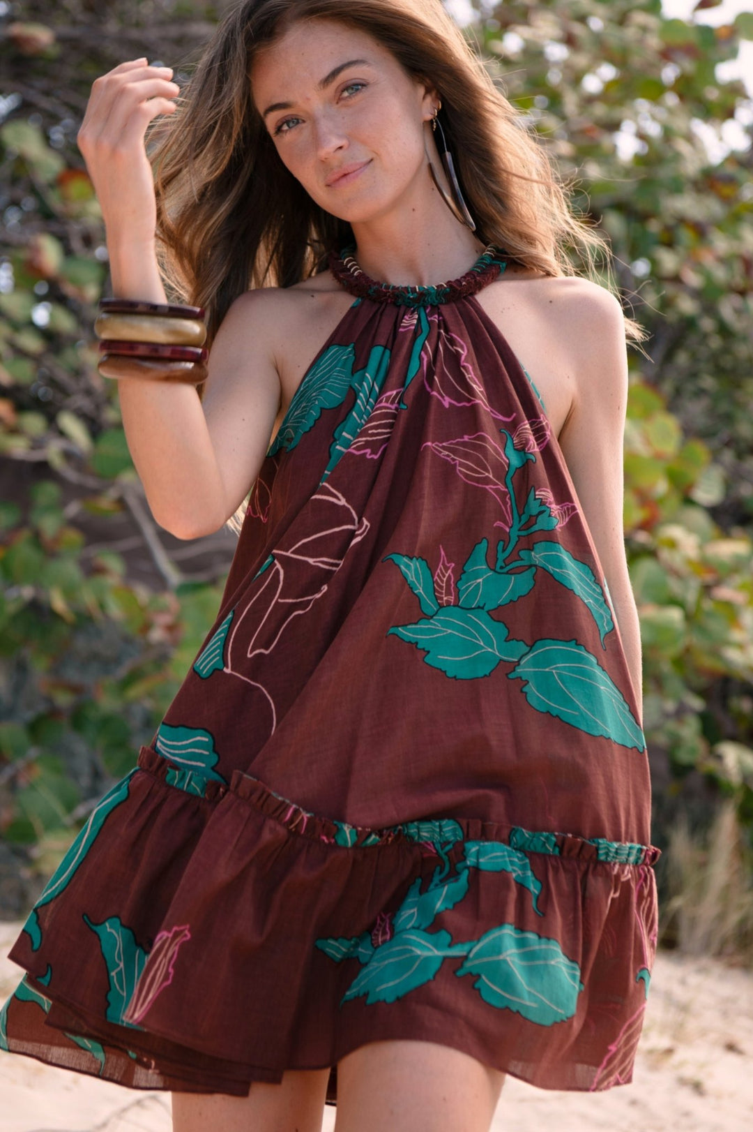 hibiscus mini dress Cleo Size:US12/AU16 midimaxi a halter neck tie NEBZCIV High Neck Sweater