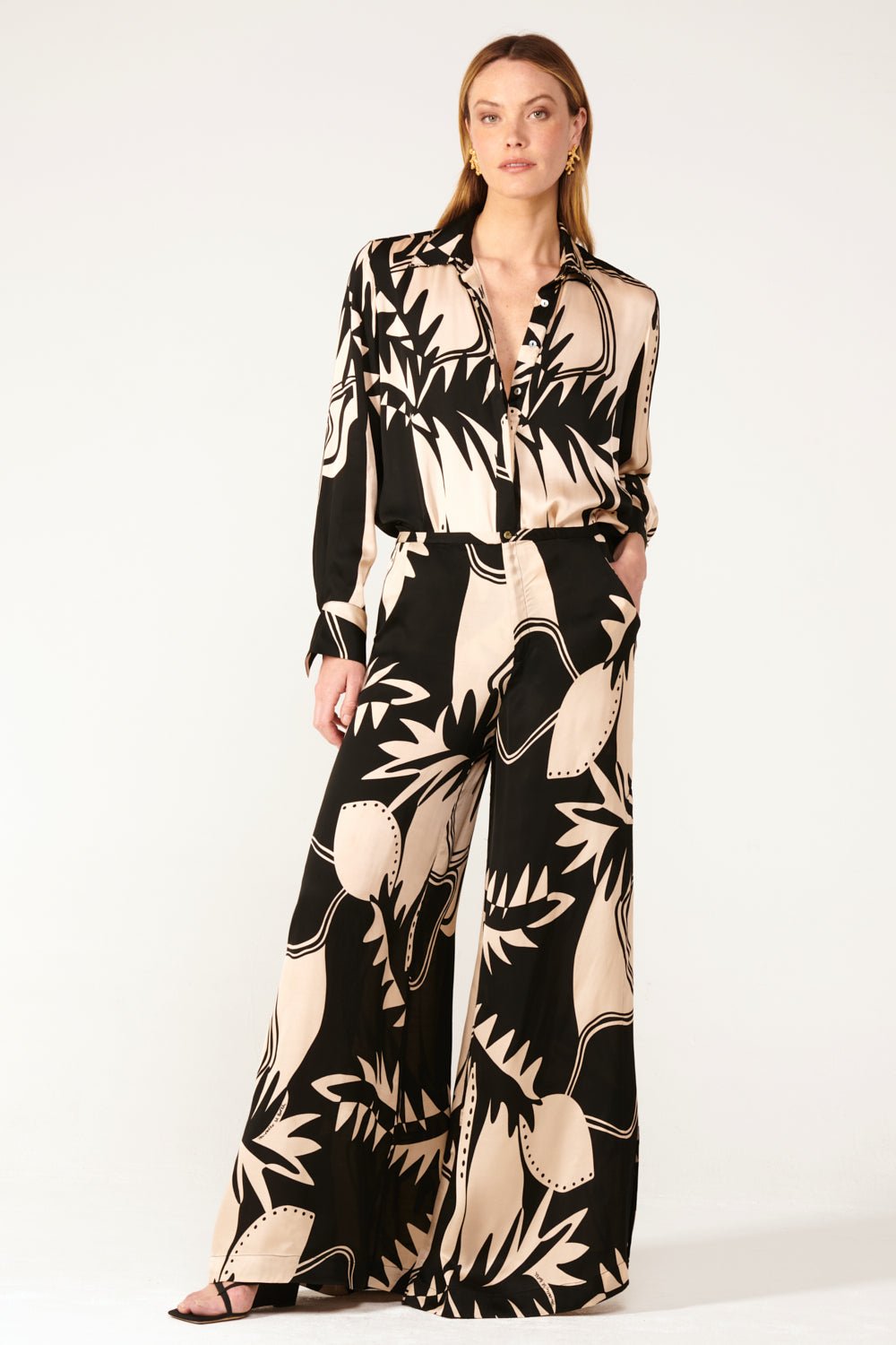 Black Oasis pants – Pant Clea by Poupette St Barth, front view