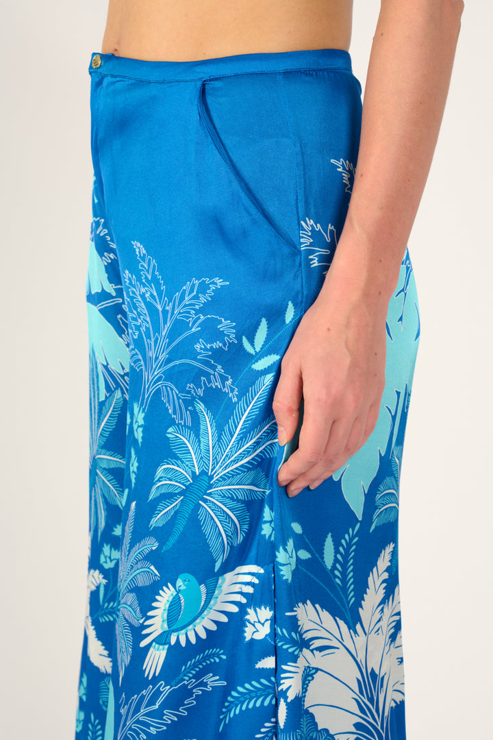 Poupette St Barth blue canopy pants with a relaxed fit, featuring a lightweight fabric and stylish design.