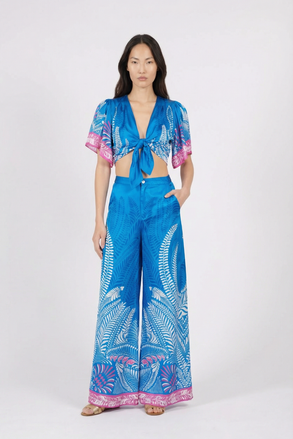 Blue Oolong pants – Pant Clea by Poupette St Barth, front view