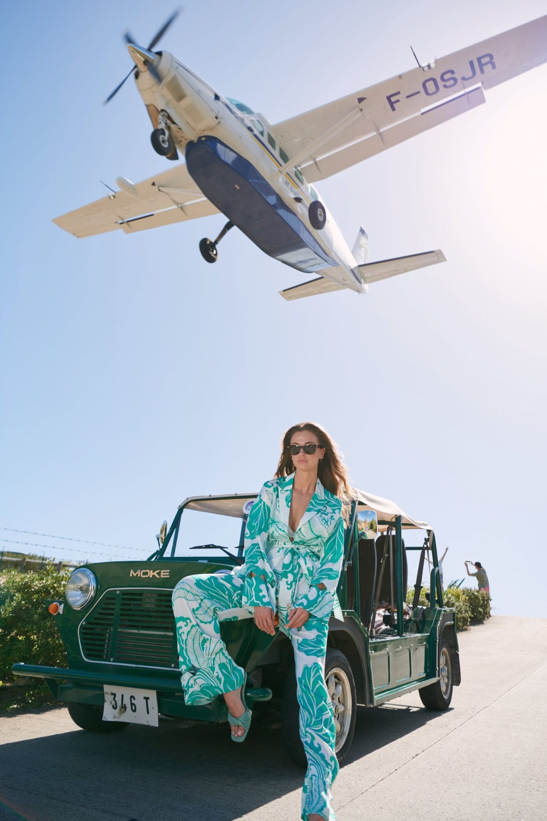 Green Reef Wave pants – Pant Patti by Poupette St Barth, front view