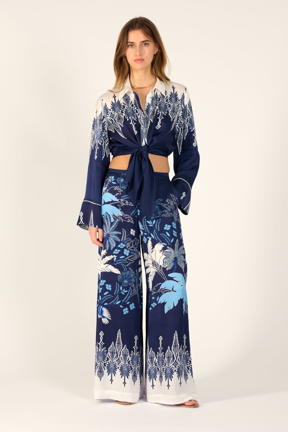 Navy Canopy pants – Pant Clea by Poupette St Barth, front view