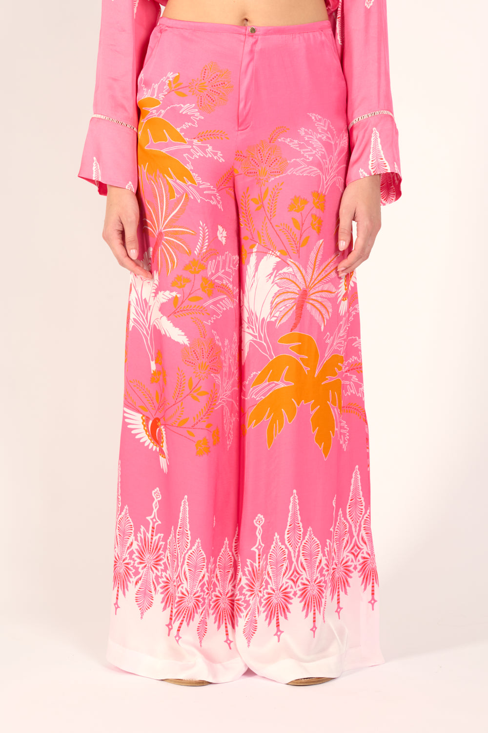 Pink Canopy pants – Pant Clea by Poupette St Barth, fabric detail
