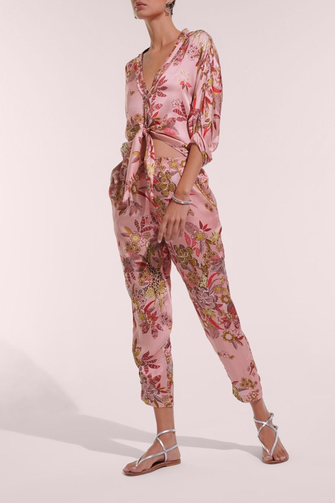 Pink Leo Forest pants – Pant Bel by Poupette St Barth, front view