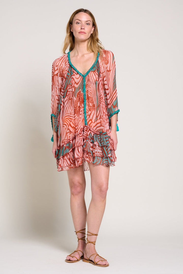 Brick Japonism poncho – Poncho Nava by Poupette St Barth, view 3