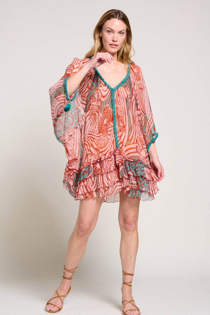 Brick Japonism poncho – Poncho Nava by Poupette St Barth, view 4