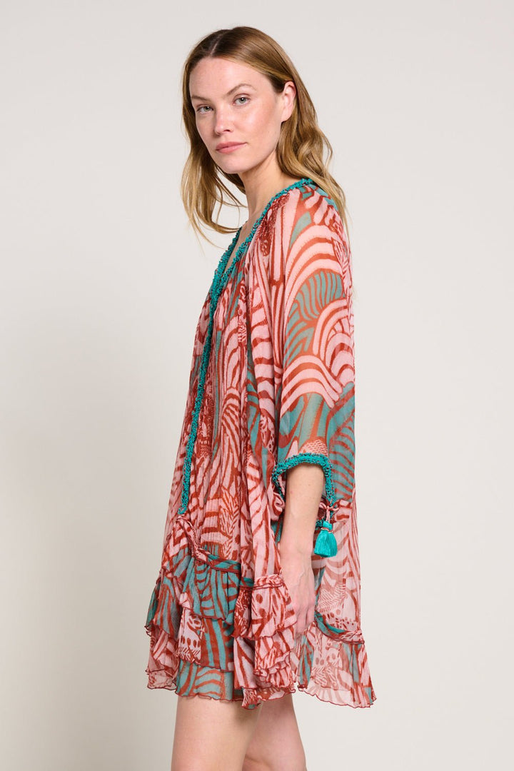 Brick Japonism poncho – Poncho Nava by Poupette St Barth, view 5