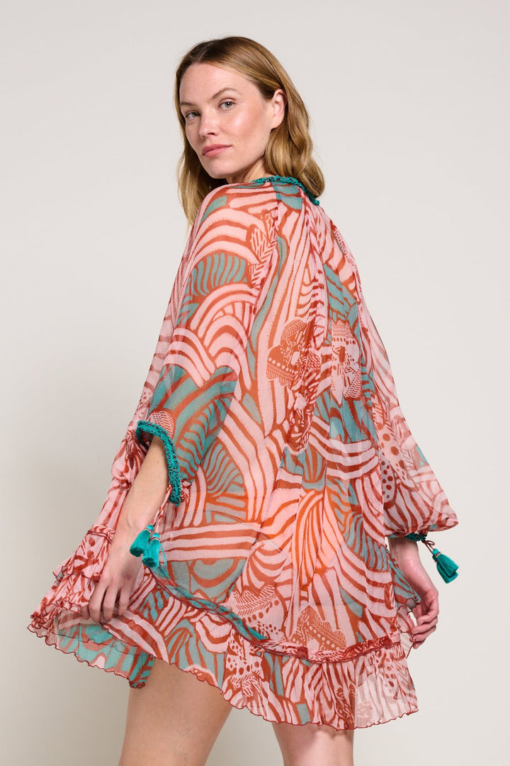 Brick Japonism poncho – Poncho Nava by Poupette St Barth, view 2