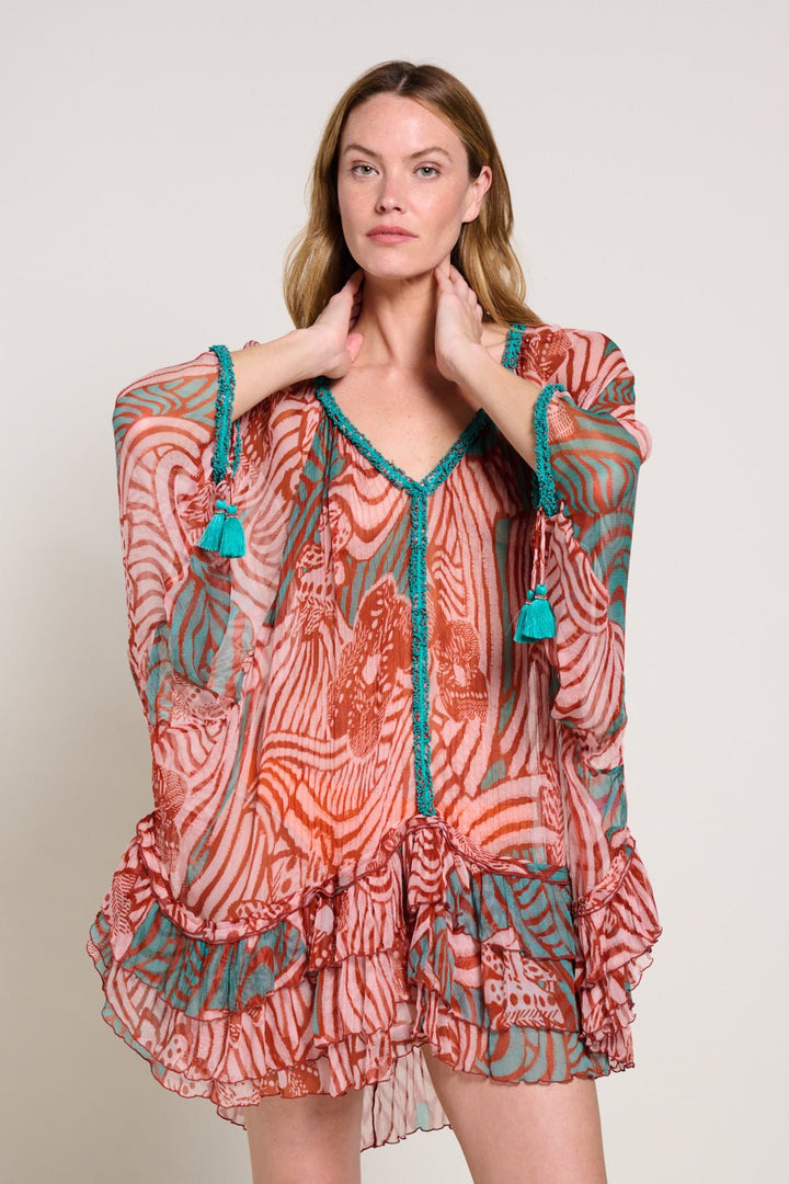 Brick Japonism poncho – Poncho Nava by Poupette St Barth, view 6