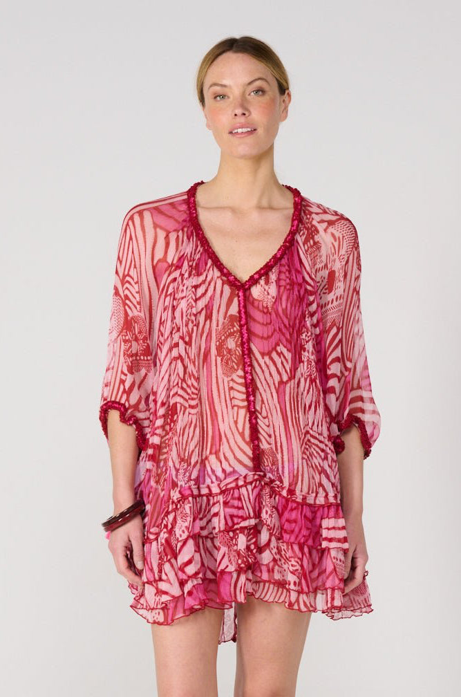 Pink Japonism poncho – Poncho Nava by Poupette St Barth, view 2