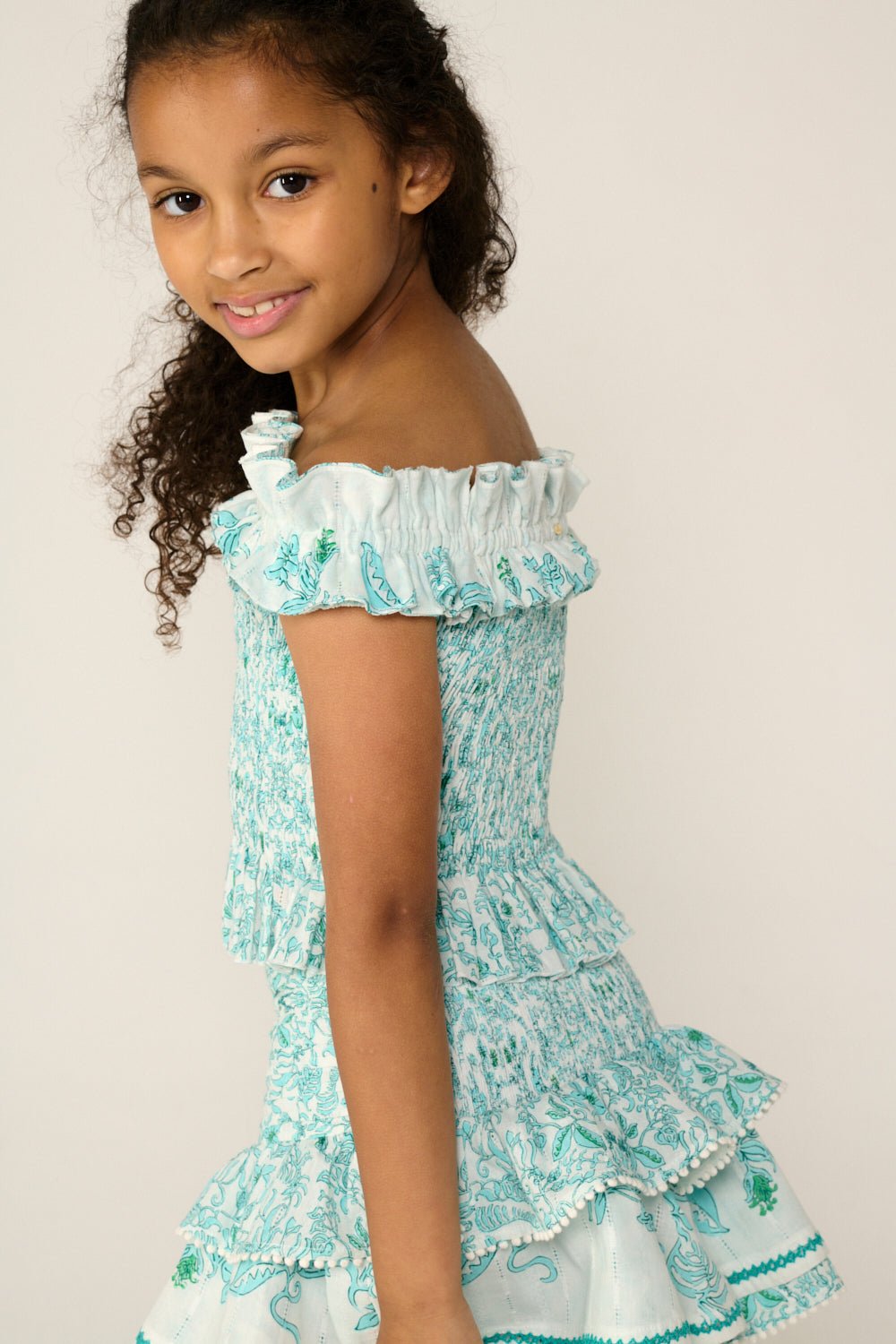 Girls' Aqua Tiare top – Top Alitza by Poupette St Barth, view 3