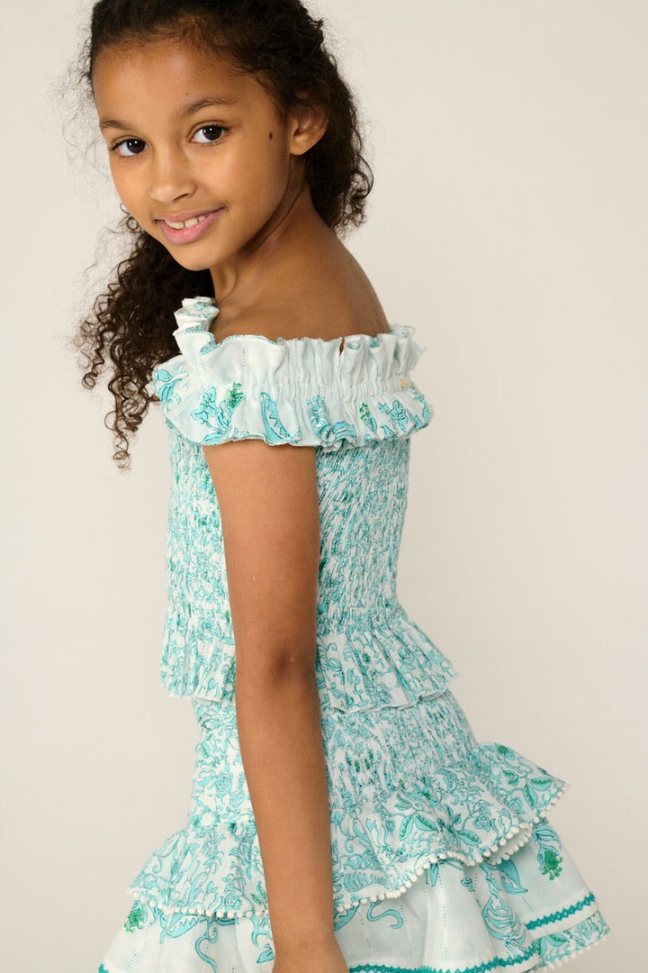 Girls' Aqua Tiare top – Top Alitza by Poupette St Barth, view 3