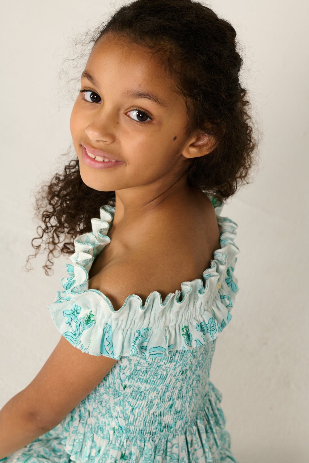 Girls' Aqua Tiare top – Top Alitza by Poupette St Barth, view 2