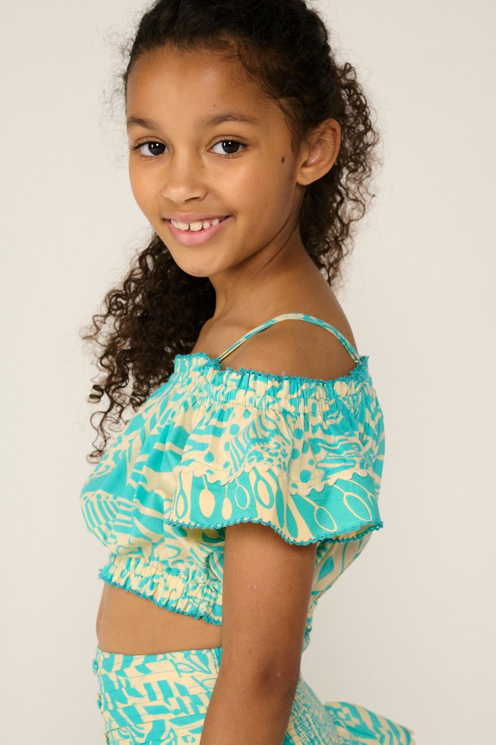 Girls' Aqua Toucan top – Top Donna by Poupette St Barth, view 2