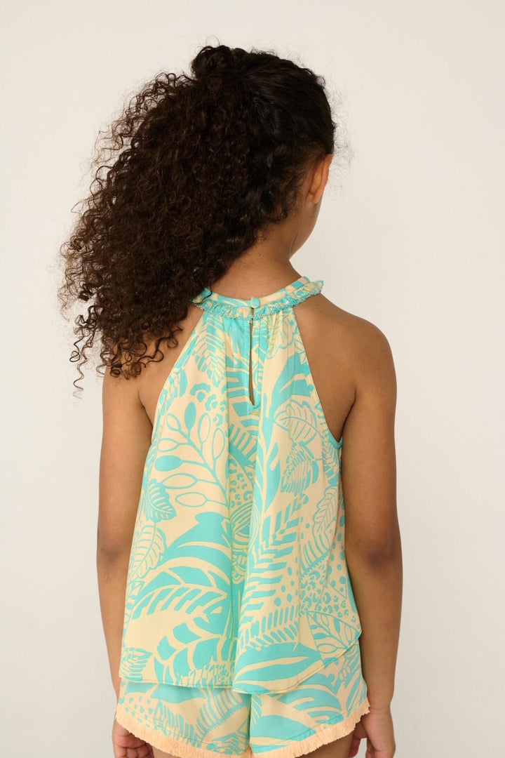 Girls' Aqua Toucan top – Top Cleo by Poupette St Barth, view 5
