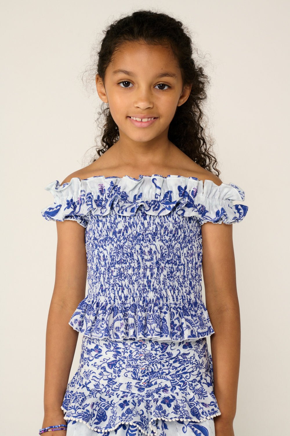 Girls' Blue Tiare top – Top Alitza by Poupette St Barth, front view