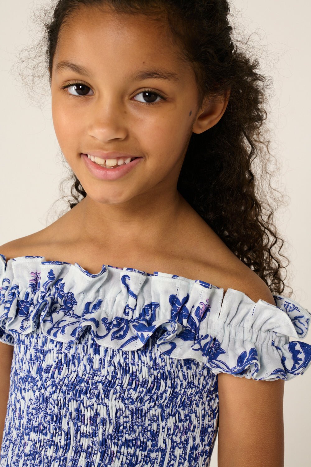 Girls' Blue Tiare top – Top Alitza by Poupette St Barth, view 2