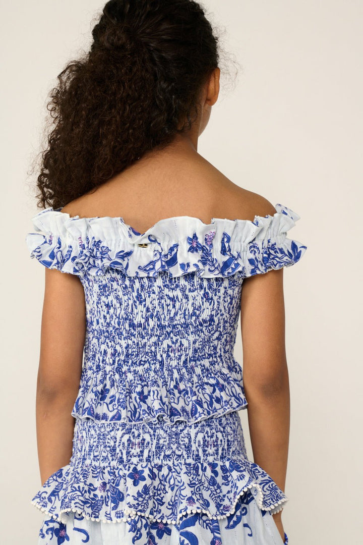 Girls' Blue Tiare top – Top Alitza by Poupette St Barth, view 5