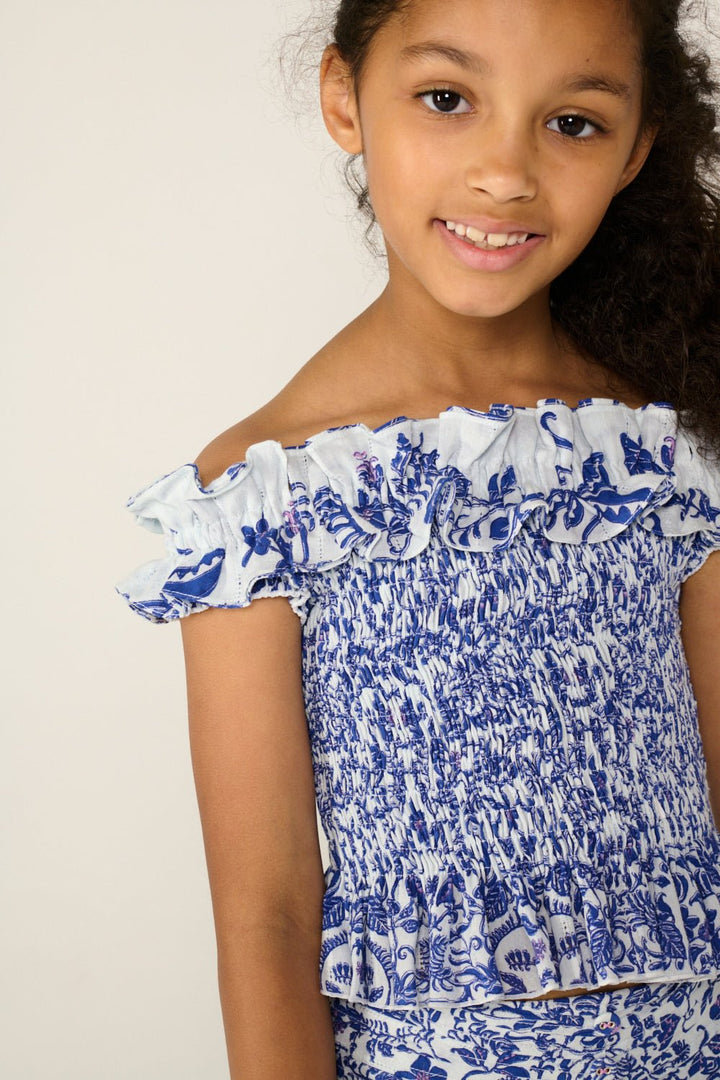 Girls' Blue Tiare top – Top Alitza by Poupette St Barth, view 3
