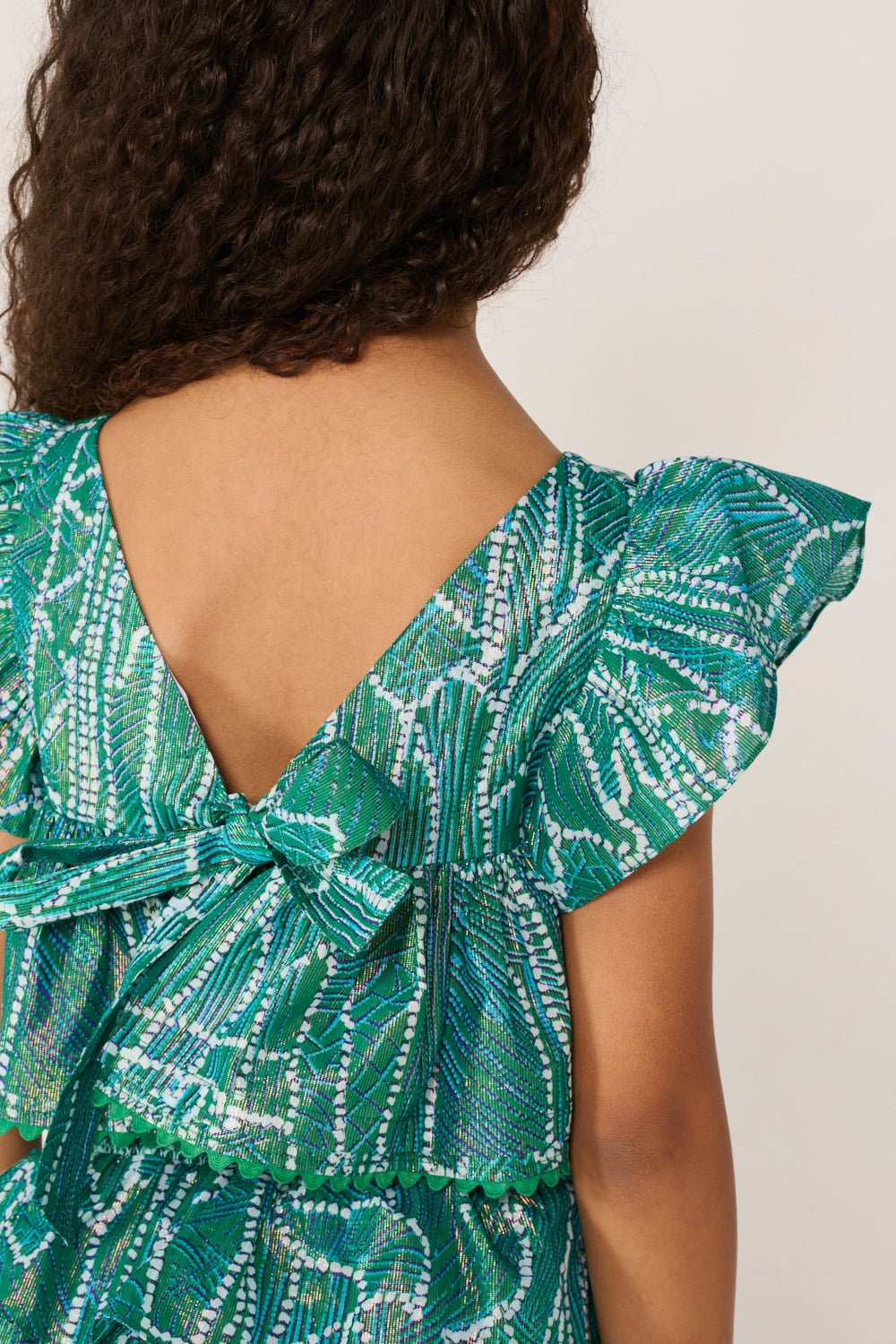 Girls' Green Akoya top – Top Cycas by Poupette St Barth, view 4