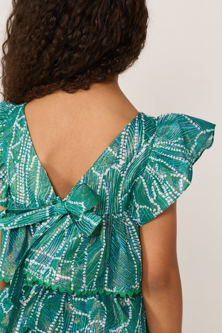 Girls' Green Akoya top – Top Cycas by Poupette St Barth, view 4