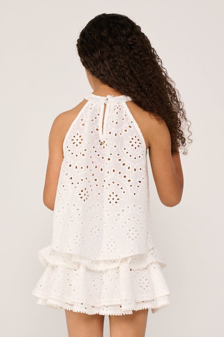 Girls' Natural White top – Top Cleo by Poupette St Barth, view 5