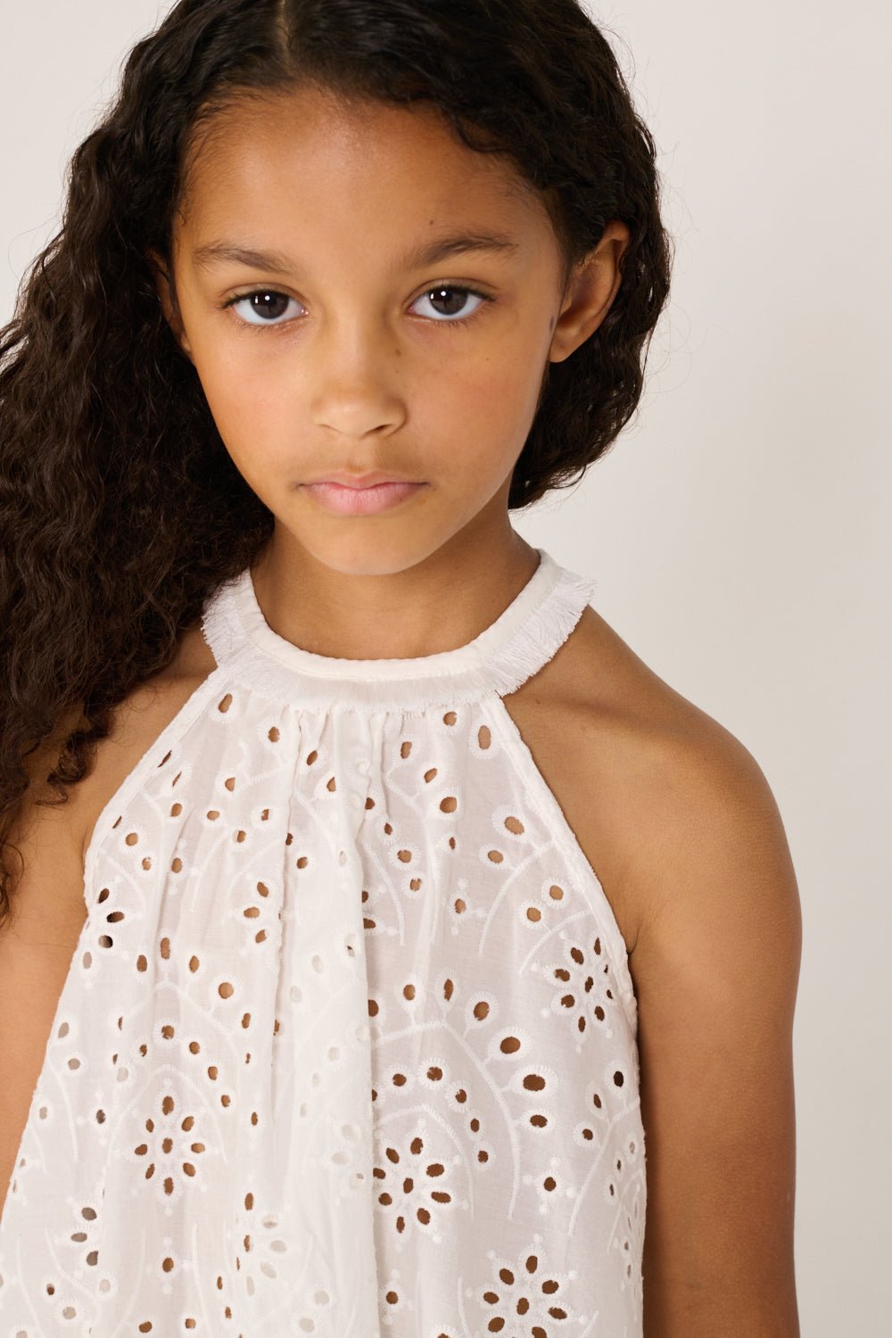 Girls' Natural White top – Top Cleo by Poupette St Barth, view 3