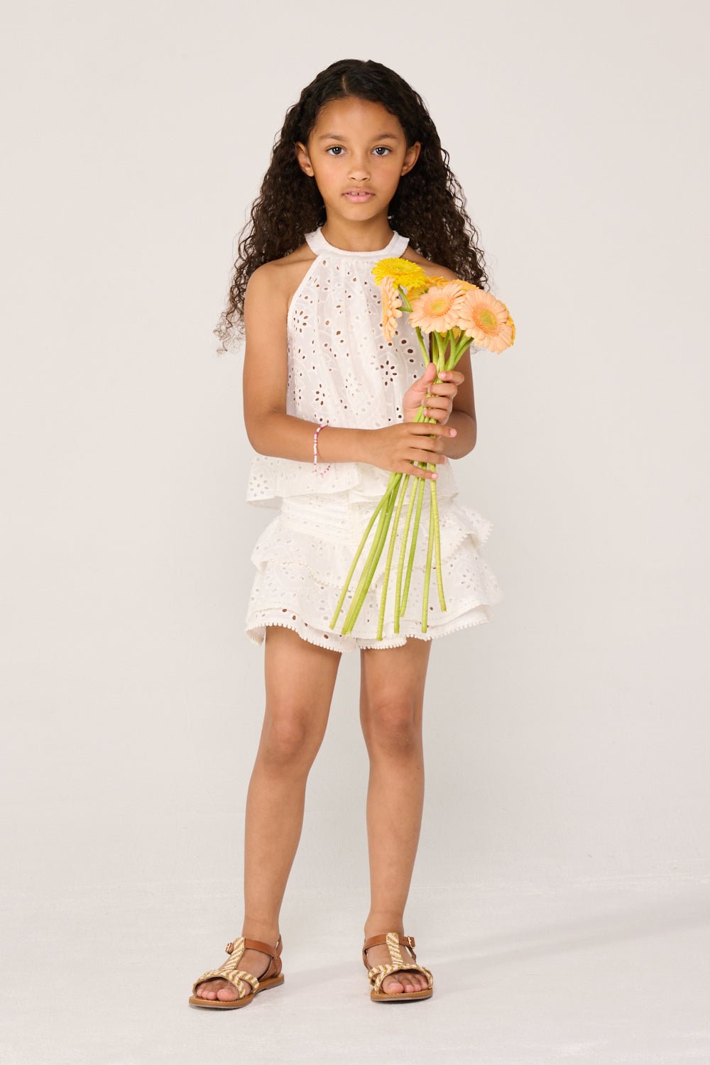 Girls' Natural White top – Top Cleo by Poupette St Barth, view 2