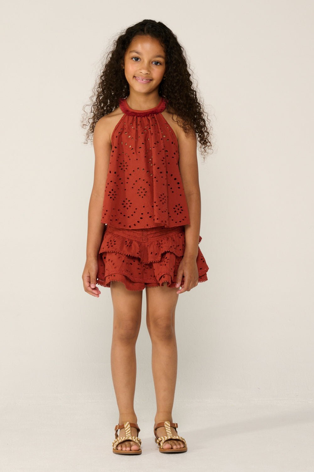 Girls' Paprika top – Top Cleo by Poupette St Barth, front view