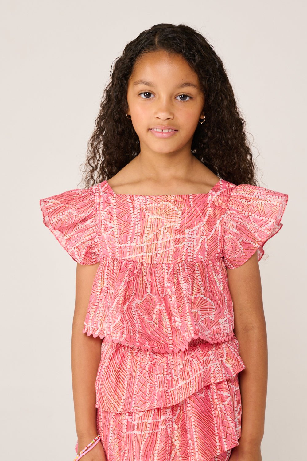 Girls' Pink Akoya top – Top Cycas by Poupette St Barth, front view