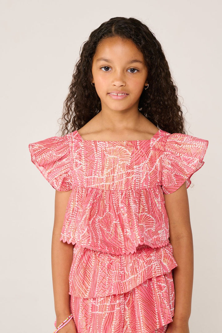 Girls' Pink Akoya top – Top Cycas by Poupette St Barth, front view