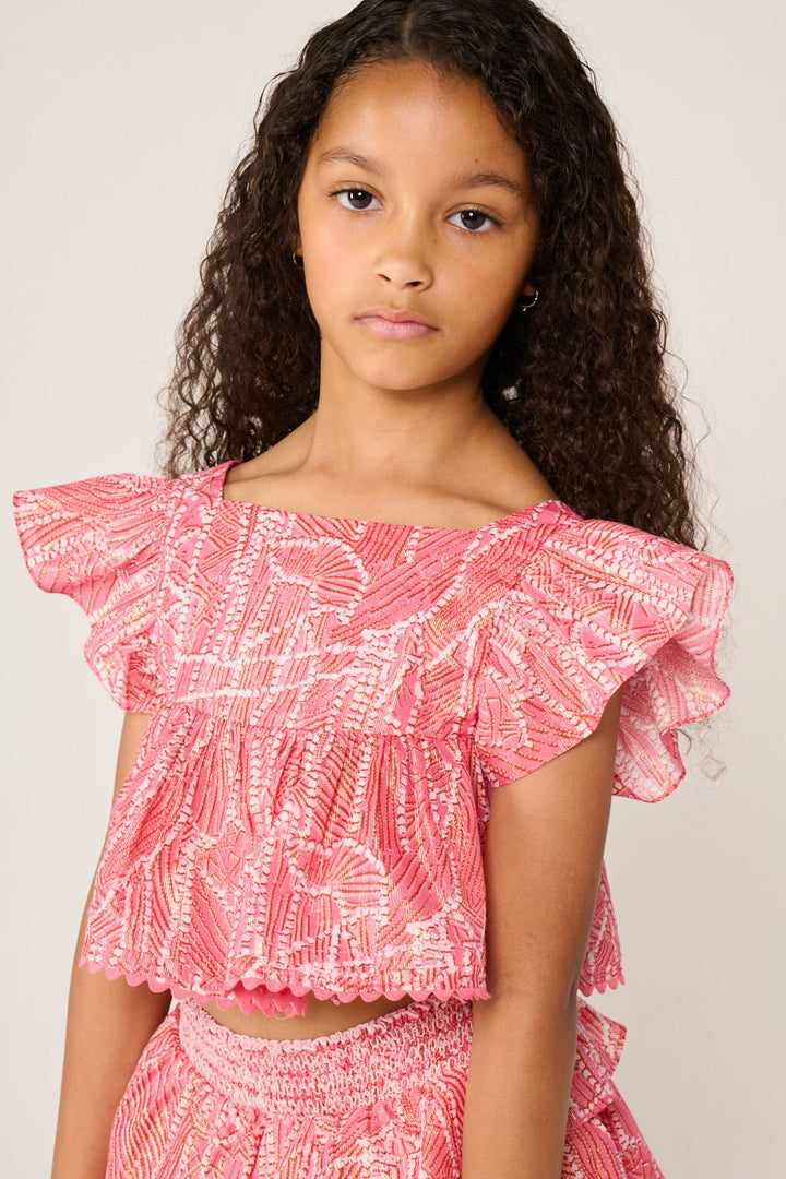 Girls' Pink Akoya top – Top Cycas by Poupette St Barth, view 3