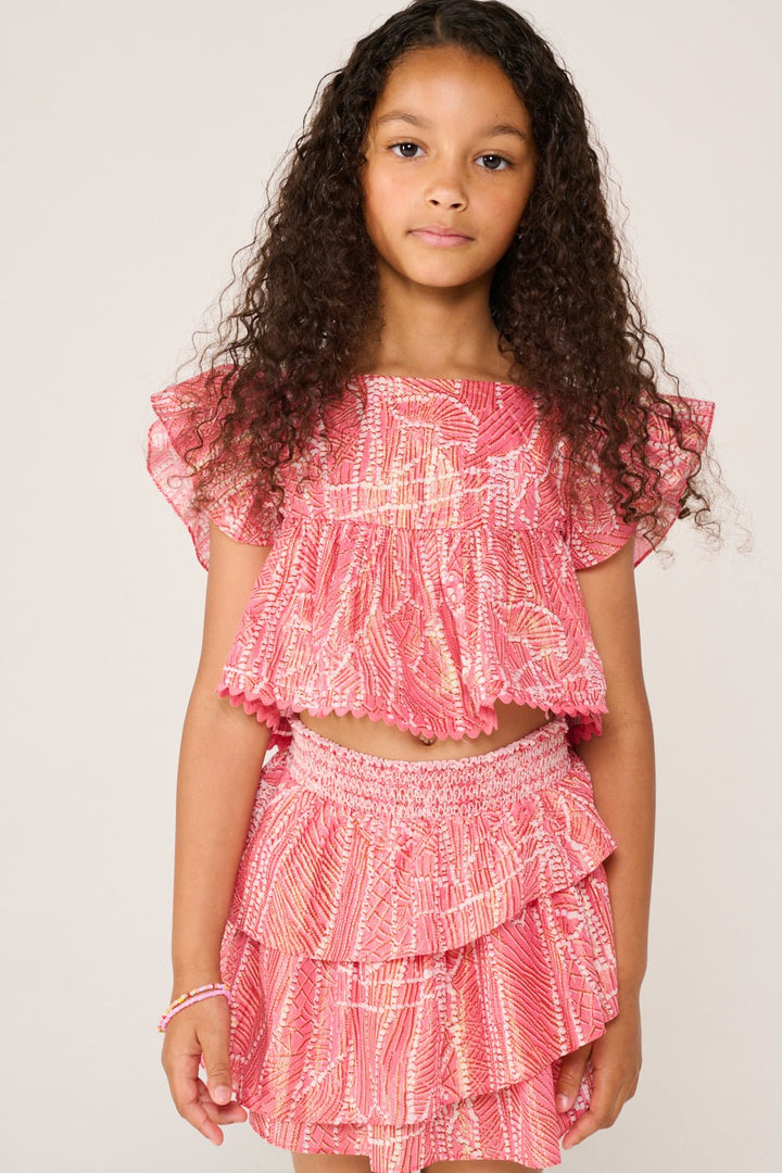 Girls' Pink Akoya top – Top Cycas by Poupette St Barth, view 2