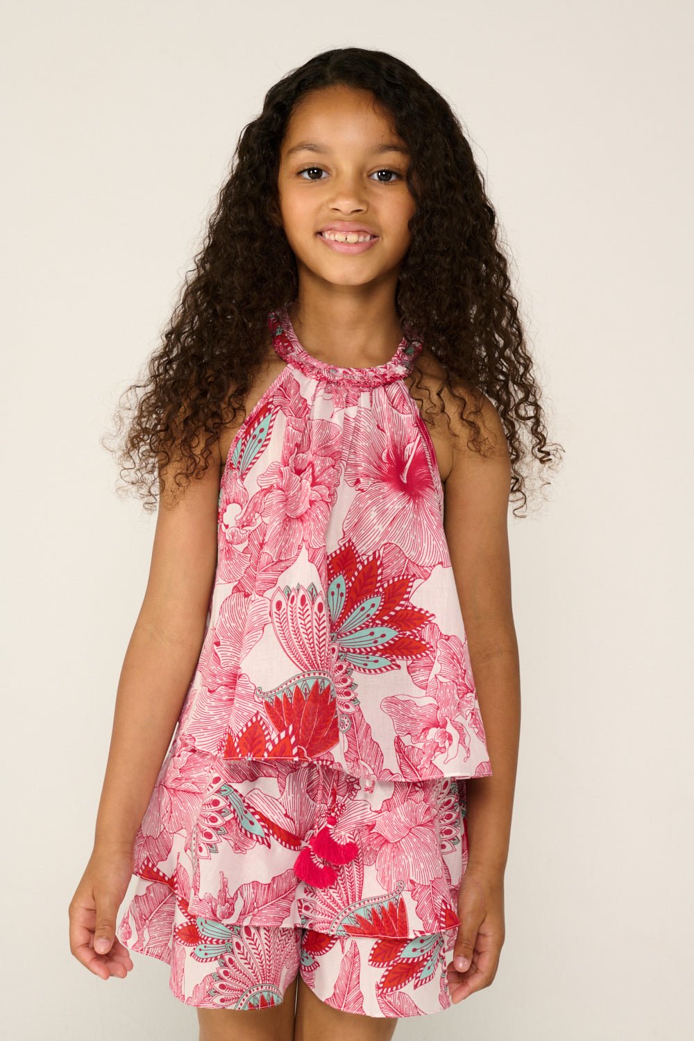 Girls' Pink Padang top – Top Cleo by Poupette St Barth, front view